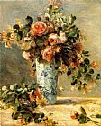 Les roses et jasmin dans le vase de Delft by Pierre Auguste Renoir